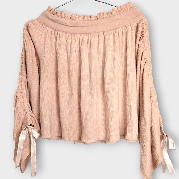 Free People Womens Top Sz S/P Peach Cropped Relaxed Swiftie Loose Boho Hippie Y2 - Picture 8 of 12